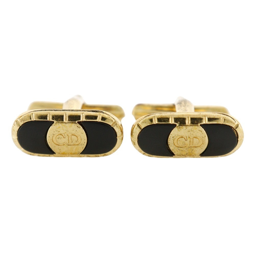 Dior CD Logo Metal Cufflinks Gold Black