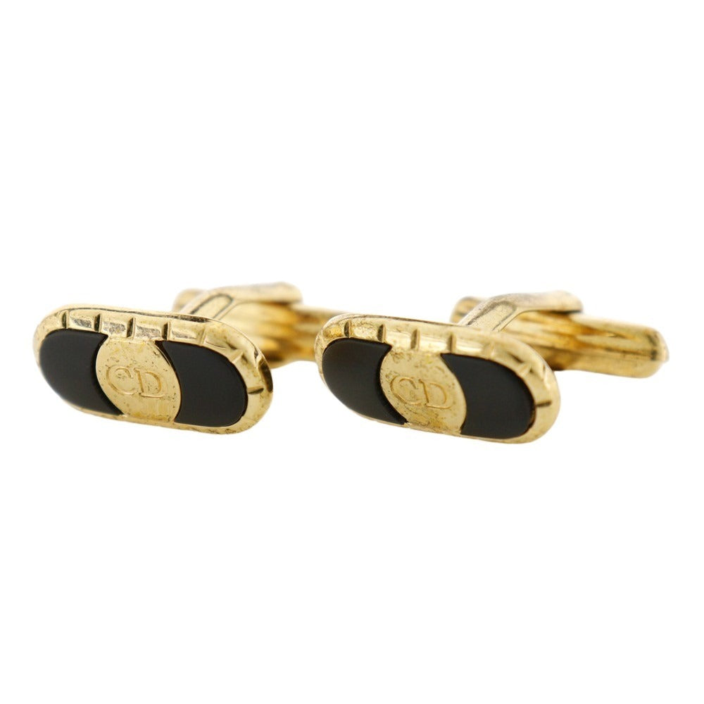 Dior CD Logo Metal Cufflinks Gold Black