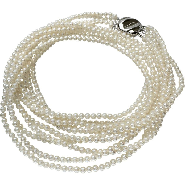 Akoya Pearl Silver 5 Strand Necklace