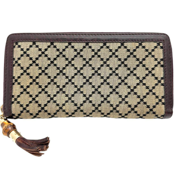 Gucci Diamante Canvas Leather Long Zip Wallet