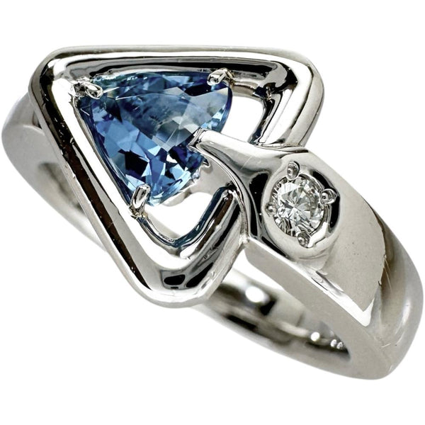 DESIGNER JEWELRY Pt900 Aquamarine Diamond Ring