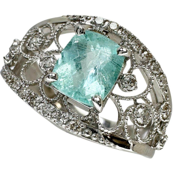 Pt950 Paraiba Tourmaline Diamond Ring