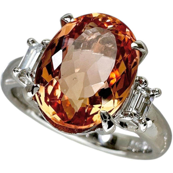 Pt900 Platinum Imperial Topaz Diamond Ring