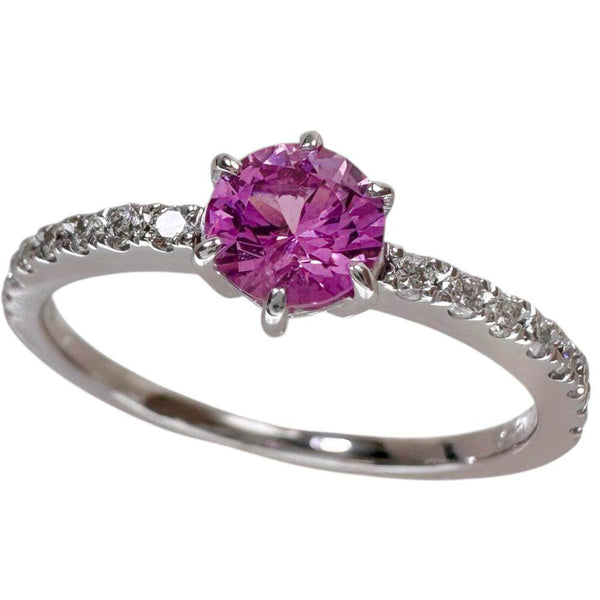 Au750 White Gold Pink Sapphire Diamond Ring