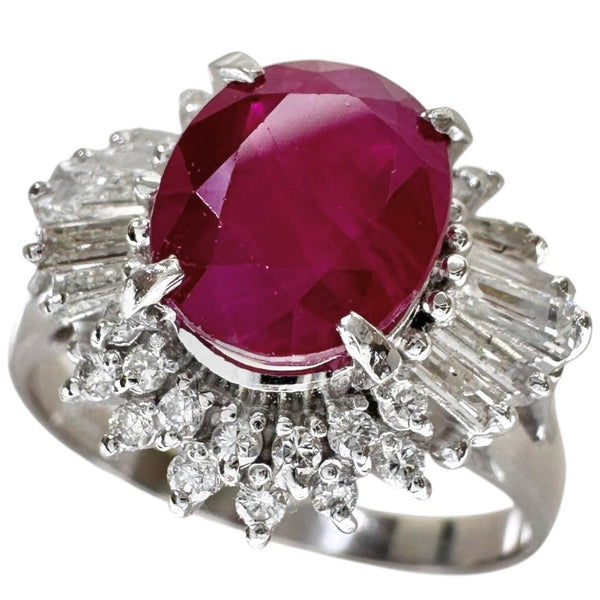 Pt900 Ruby Diamond Ring
