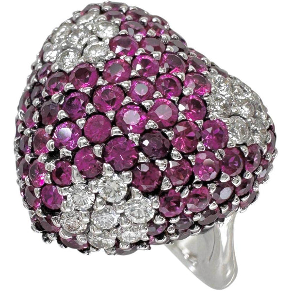 Au750 White Gold Ruby Diamond Ring