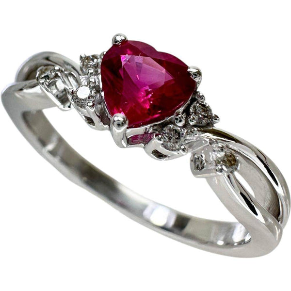 Au750 White Gold Pink Sapphire Diamond Ring