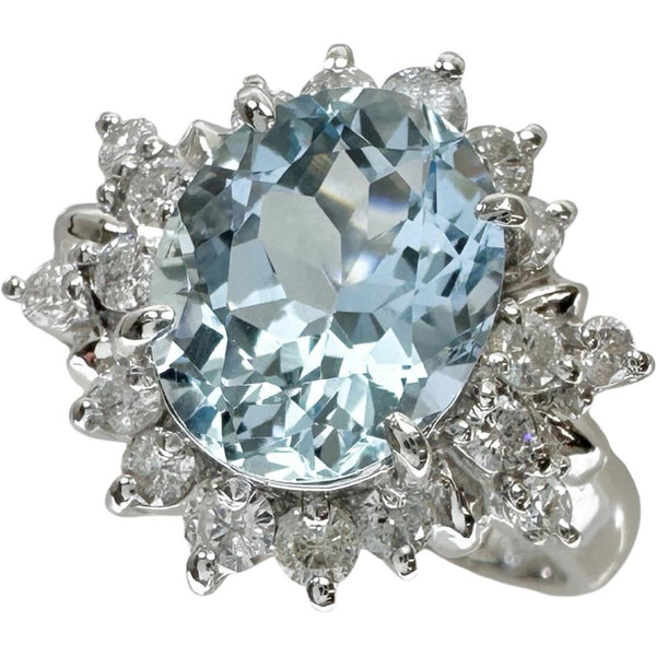 Platinum Aquamarine Diamond Ring