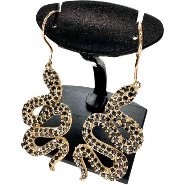 Au750 Black Diamond Snake Earrings