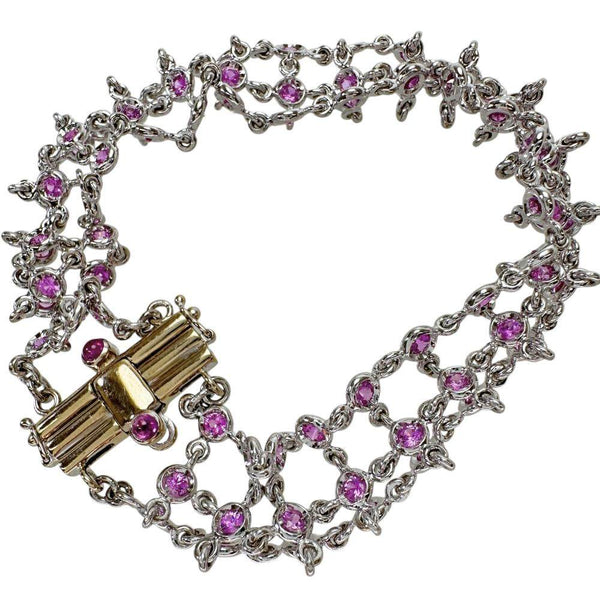 Au750 White Gold Pink Sapphire Bracelet
