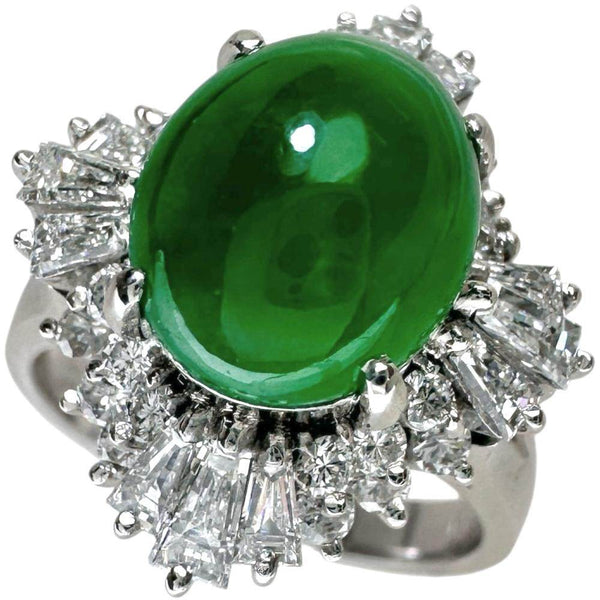 Pt900 Jade Diamond Ring