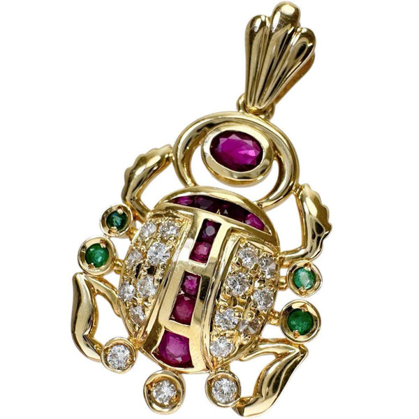 Au750 Ruby Emerald Diamond Pendant