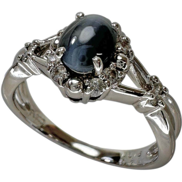 Pt900 Alexandrite Catseye Diamond Ring