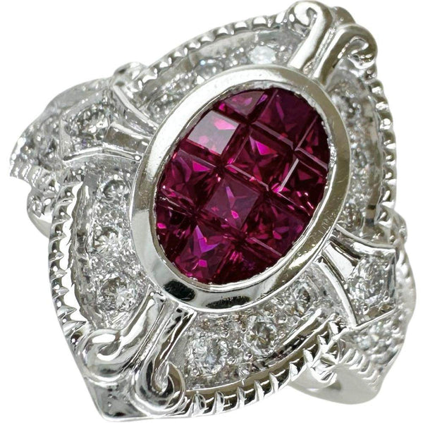 Au750 White Gold Ruby Diamond Ring