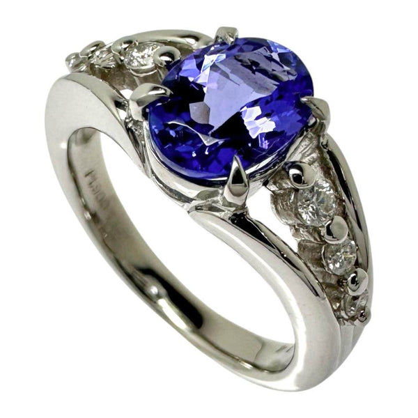 Pt900 Tanzanite Diamond Ring