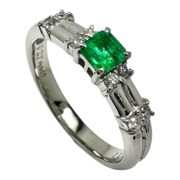 Platinum Emerald Diamond Ring