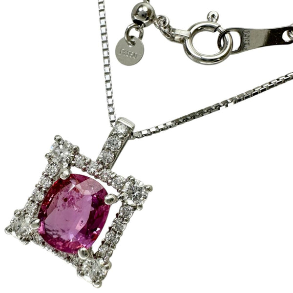 Platinum Padparadscha Sapphire Unheated Diamond Necklace