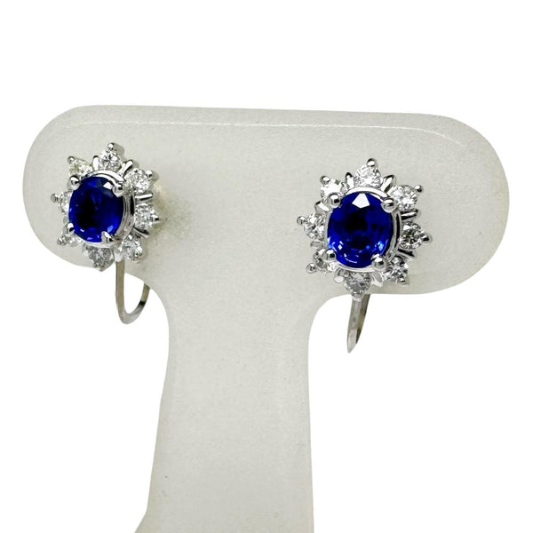 Platinum Sapphire Diamond Earrings