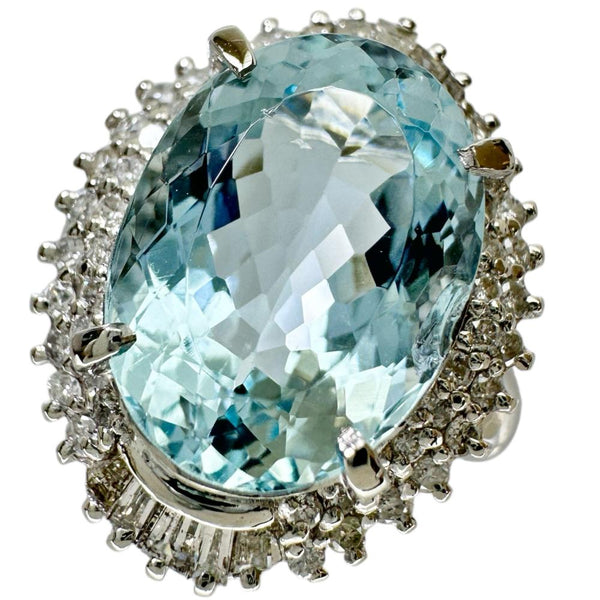 Platinum Aquamarine Diamond Ring