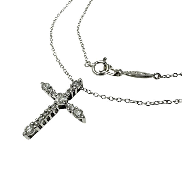 AHKAH Cross Au750 White Gold Diamond Necklace