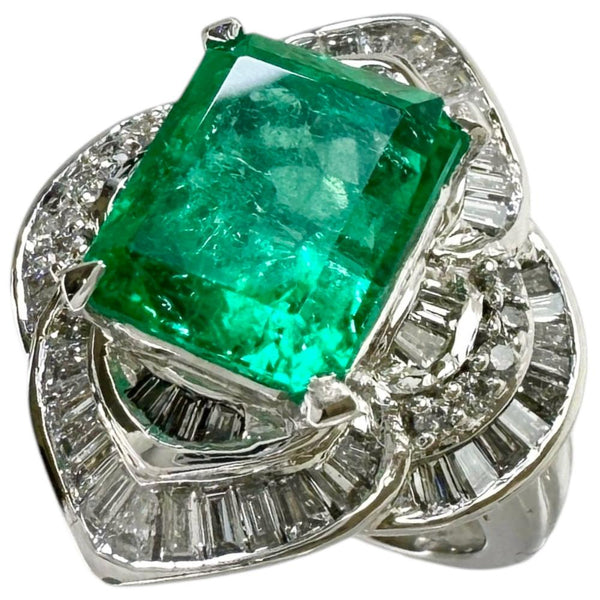 Platinum Diamond Emerald Ring