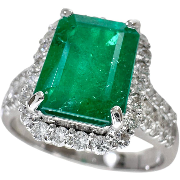 Au750 White Gold Emerald Diamond Ring