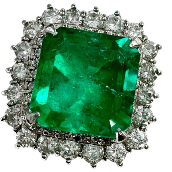 Platinum Emerald Diamond Ring