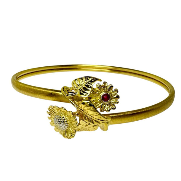 Au750 Flower Motif Ruby Bracelet