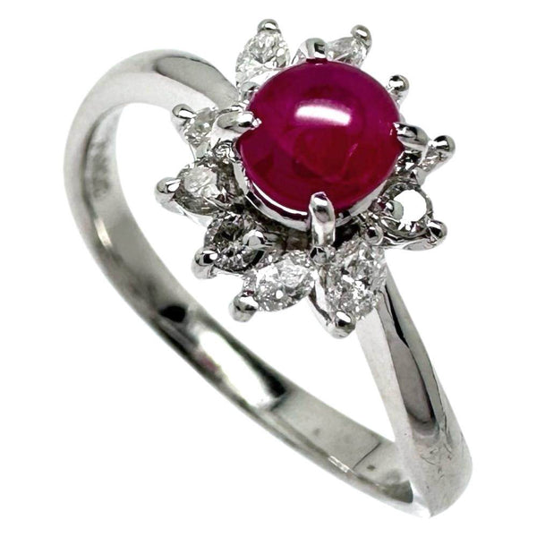 Pt900 Star Ruby Diamond Ring