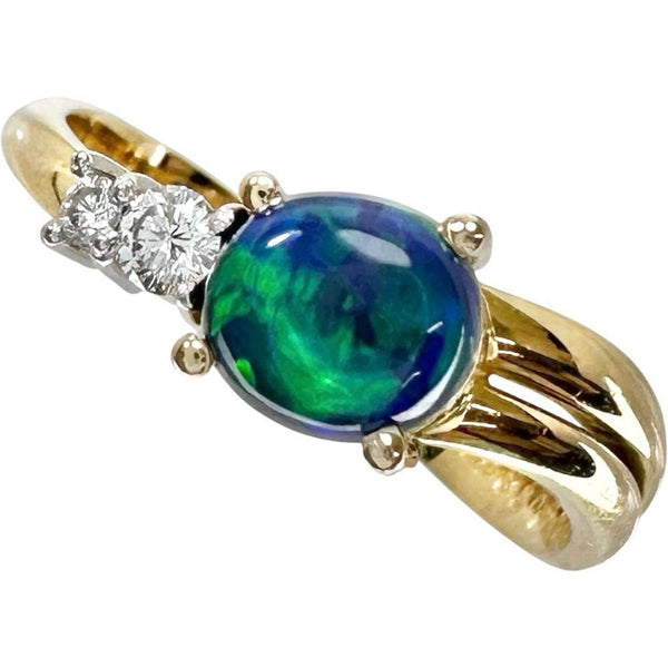 Au750 Platinum Black Opal Diamond Ring