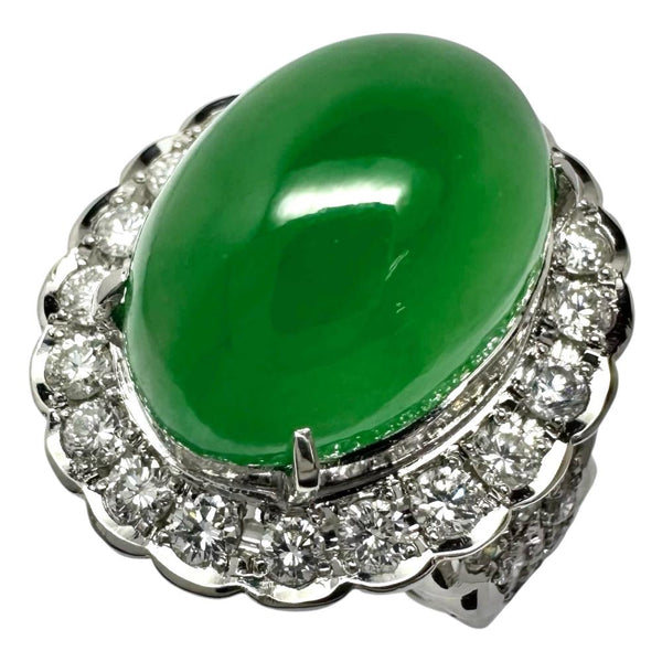 Pt900 Jade Diamond Ring