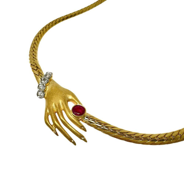Au750 Ruby Diamond Necklace