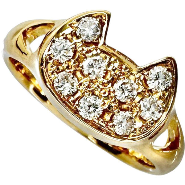 Au750 Diamond Cat Motif Pinky Ring