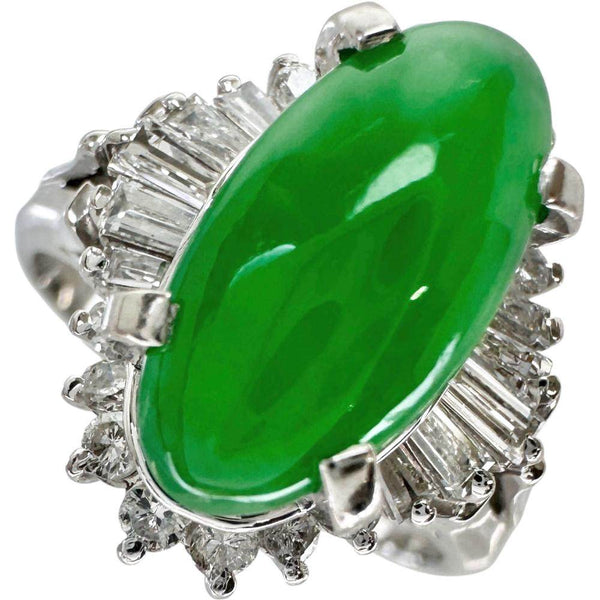 Platinum Jade Diamond Ring