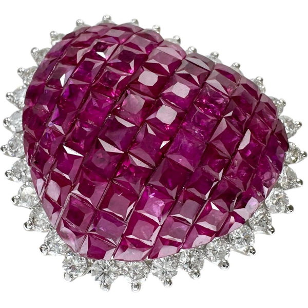Au750 White Gold Ruby Diamond Ring