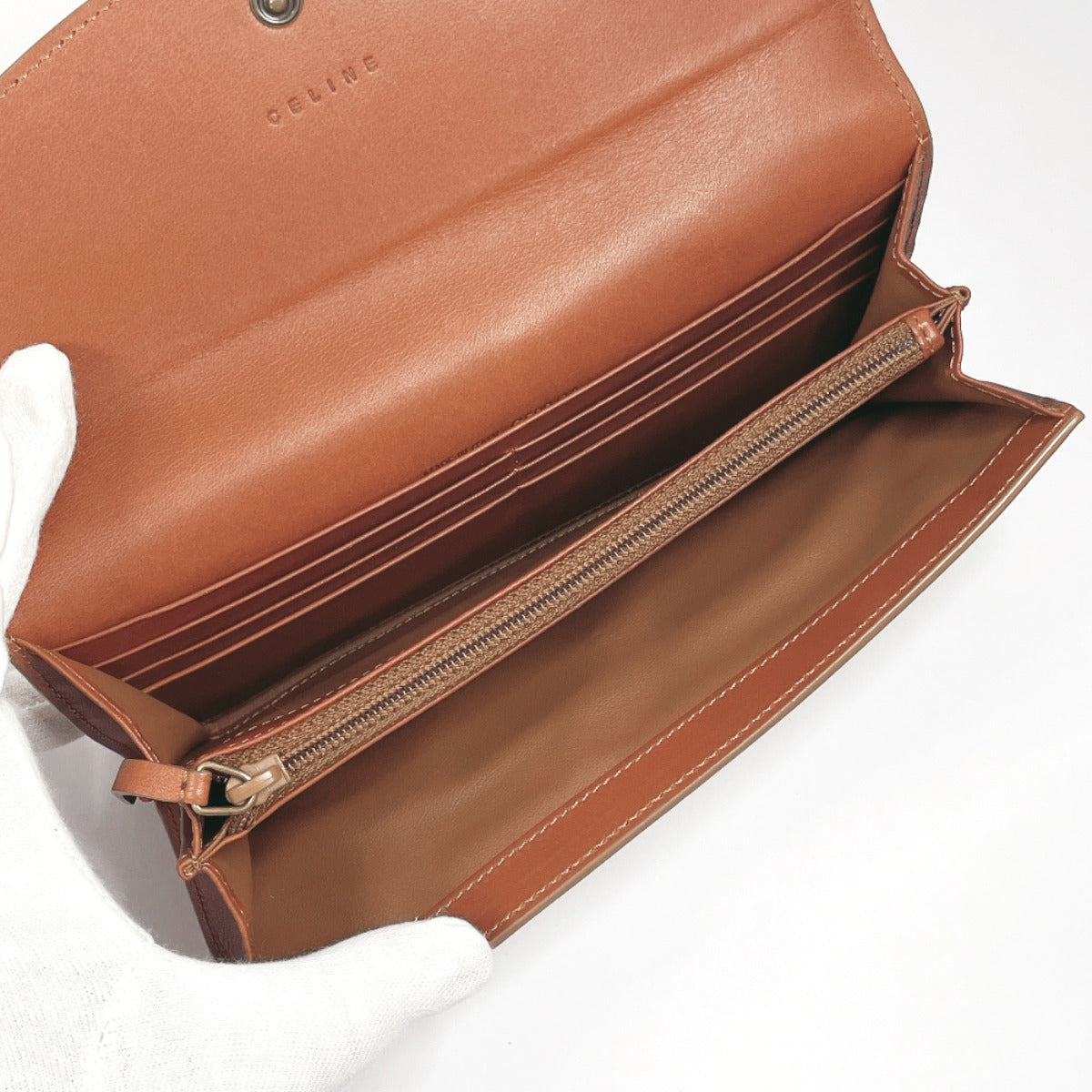 Celine Vintage Leather Long Wallet Brown