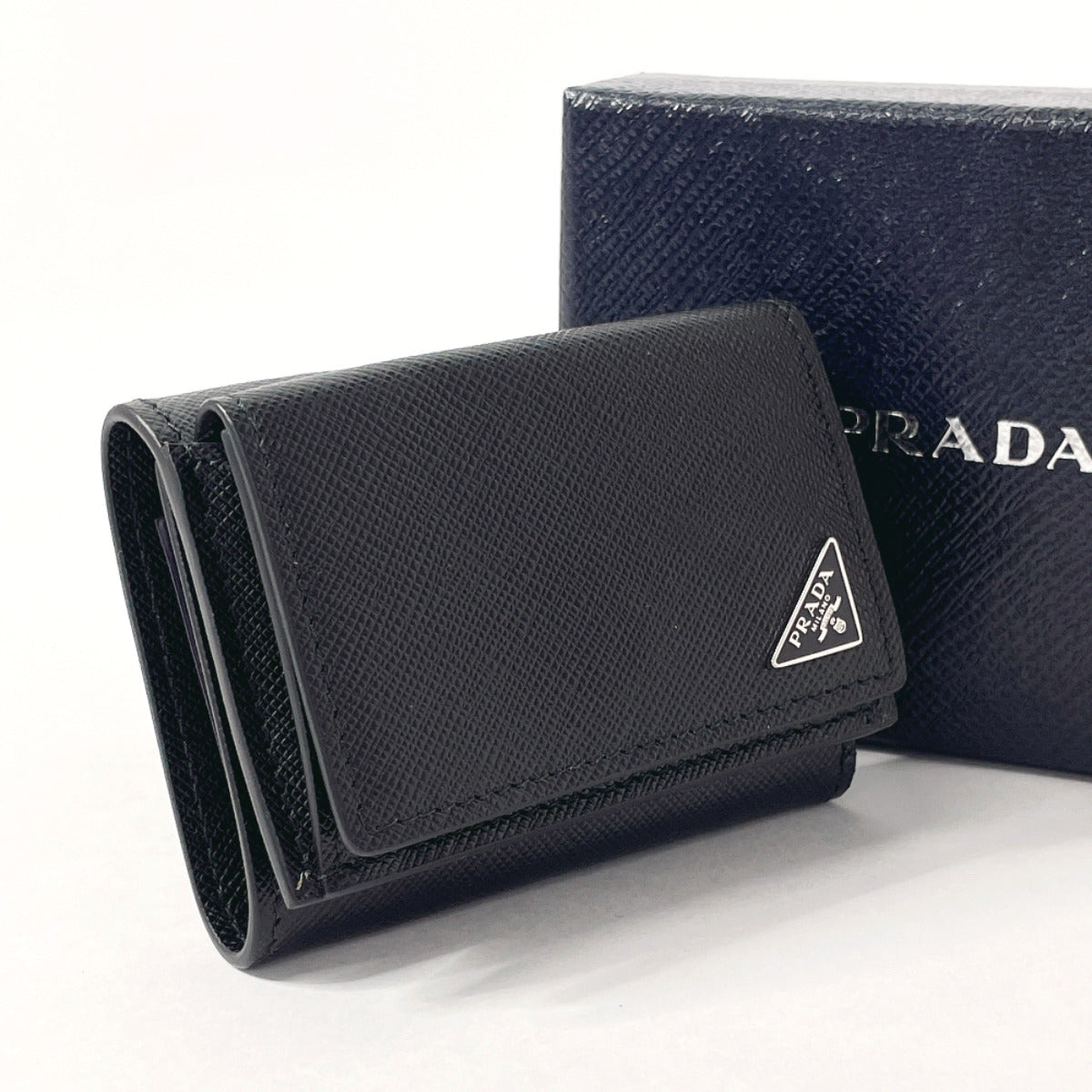 Prada Saffiano Trifold Wallet Short Wallet Leather 2MH021 in