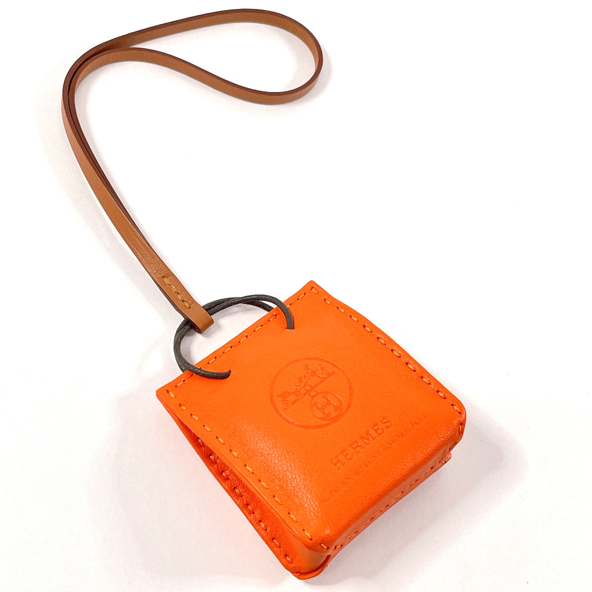 Hermes Milo Shopping Bag Charm Key Chain Leather in