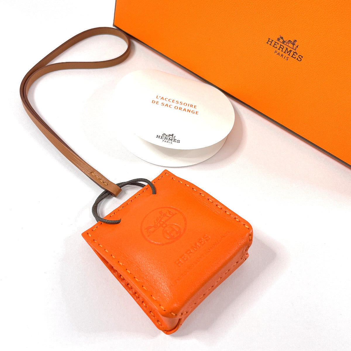 Hermes Milo Shopping Bag Charm Key Chain Leather in