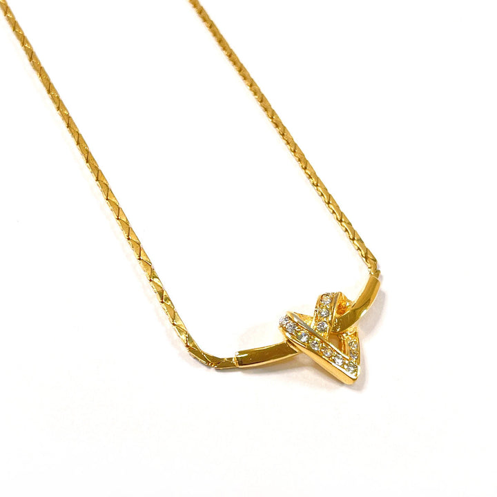 Dior Heart Necklace Metal Rhinestone Gold