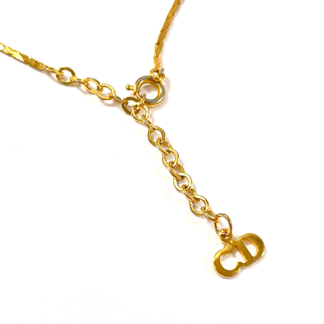 Dior Heart Necklace Metal Rhinestone Gold