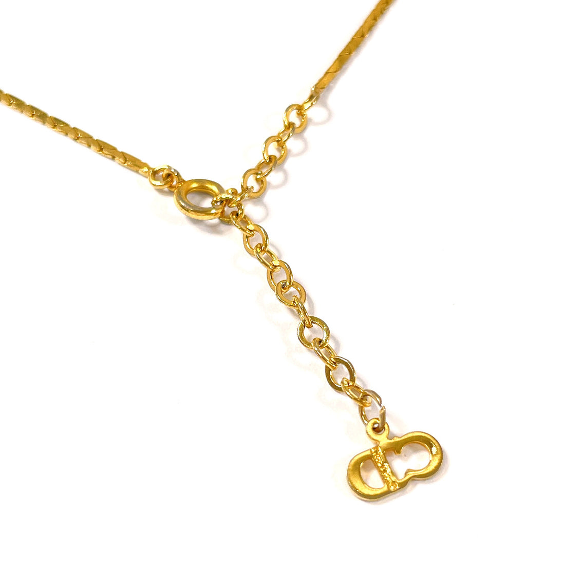 Dior Heart Necklace Metal Rhinestone Gold