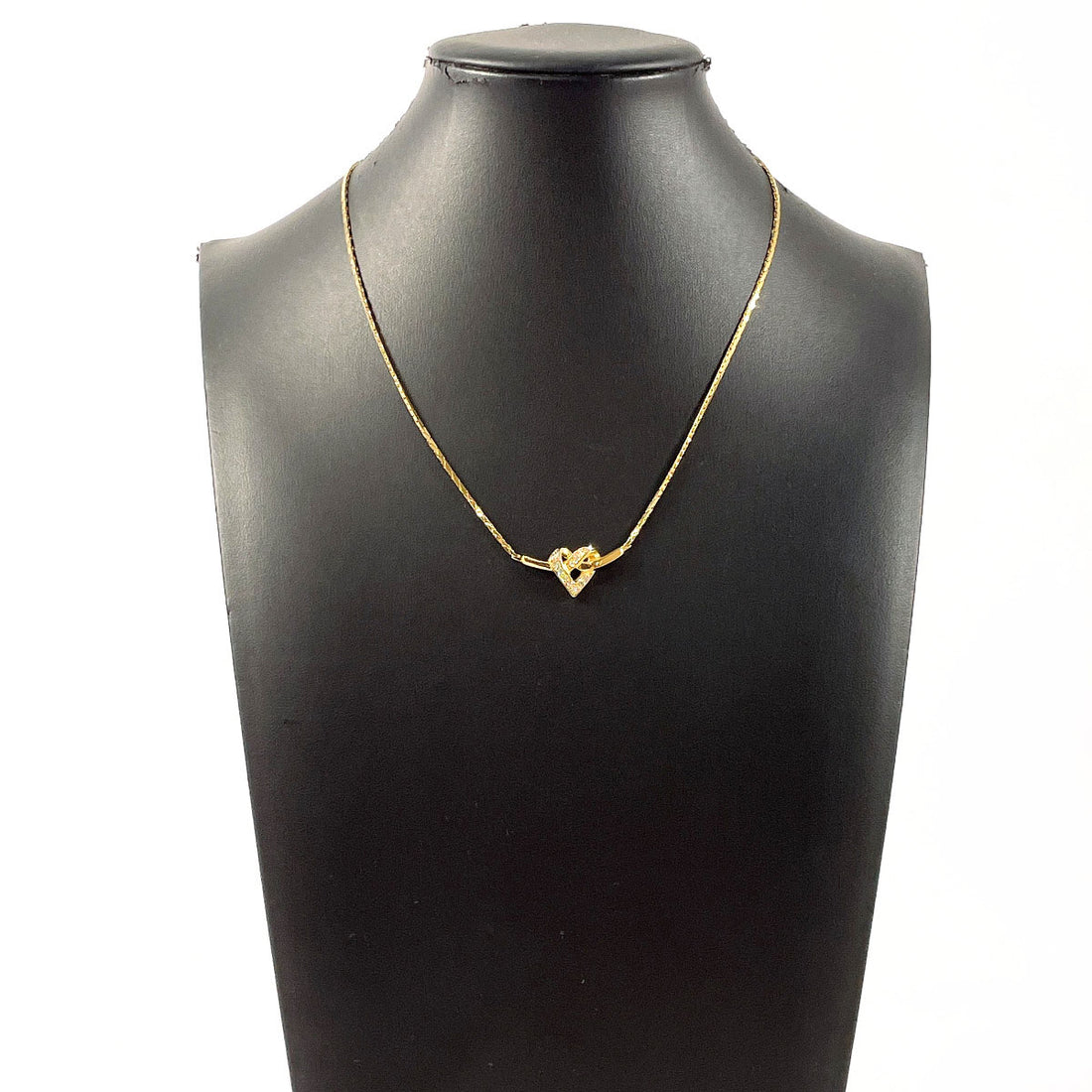 Dior Heart Necklace Metal Rhinestone Gold