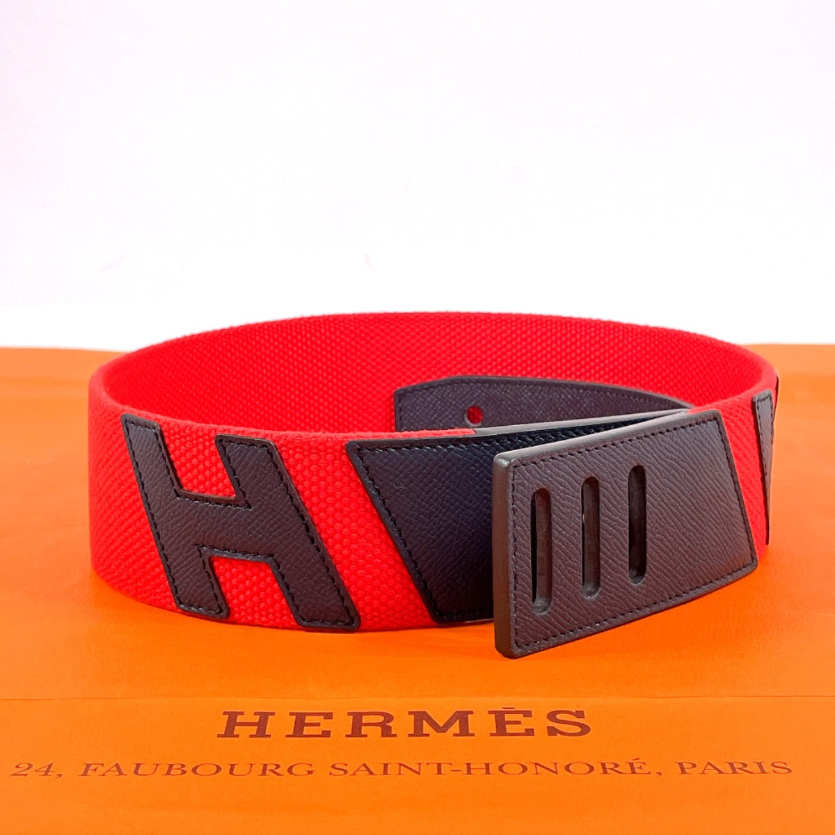 Hermes Canvas Epsom H Belt Red