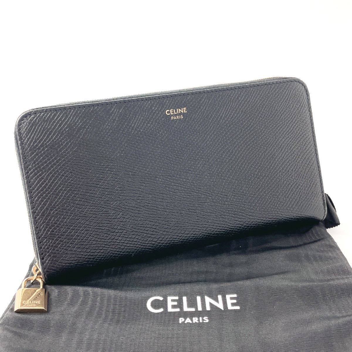 Celine Leather Zippy Wallet Black