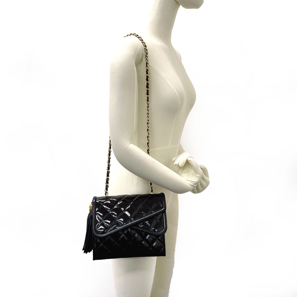 Chanel Patent Leather Matelasse W Flap Bag