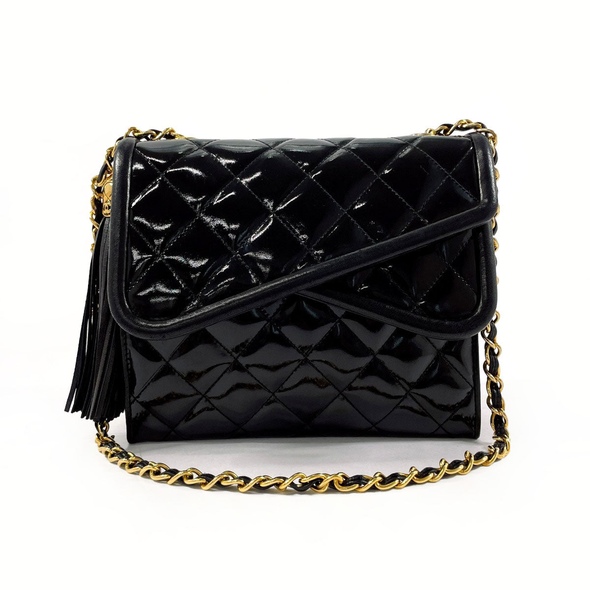 Chanel Patent Leather Matelasse W Flap Bag