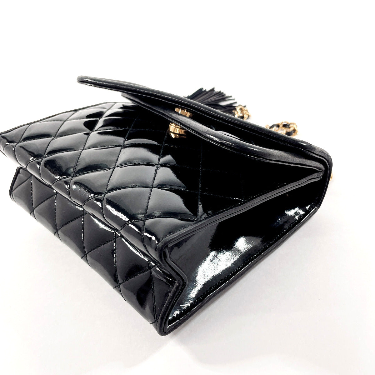 Chanel Patent Leather Matelasse W Flap Bag