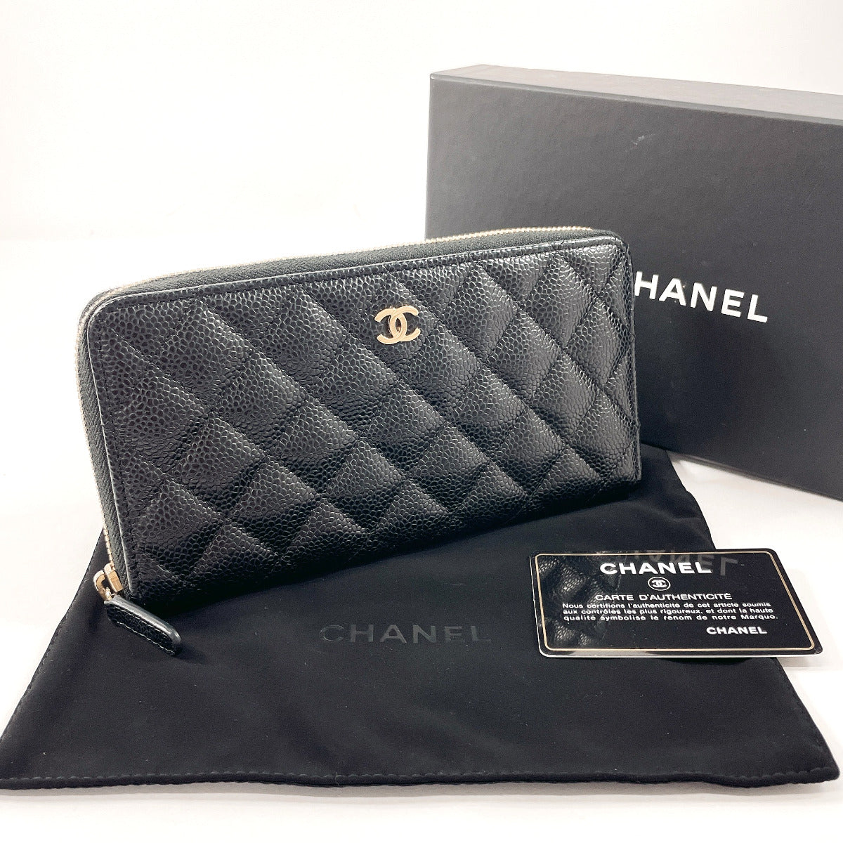 Chanel Caviar Skin Zip Wallet Black