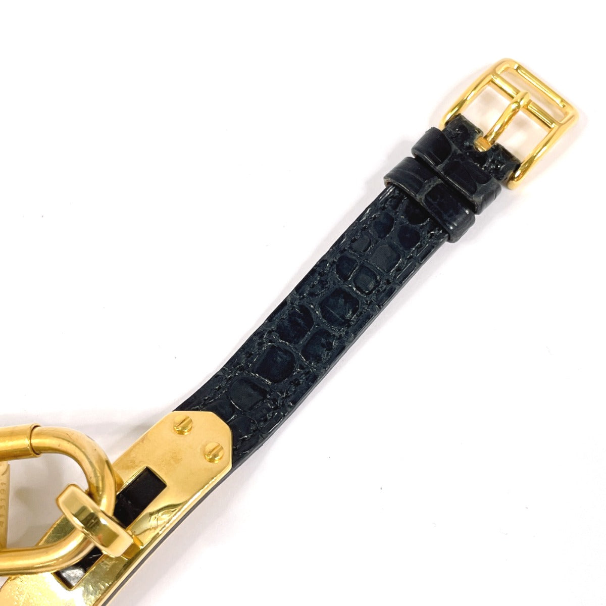 Hermes Kelly Watch Quartz Gold Black Dial